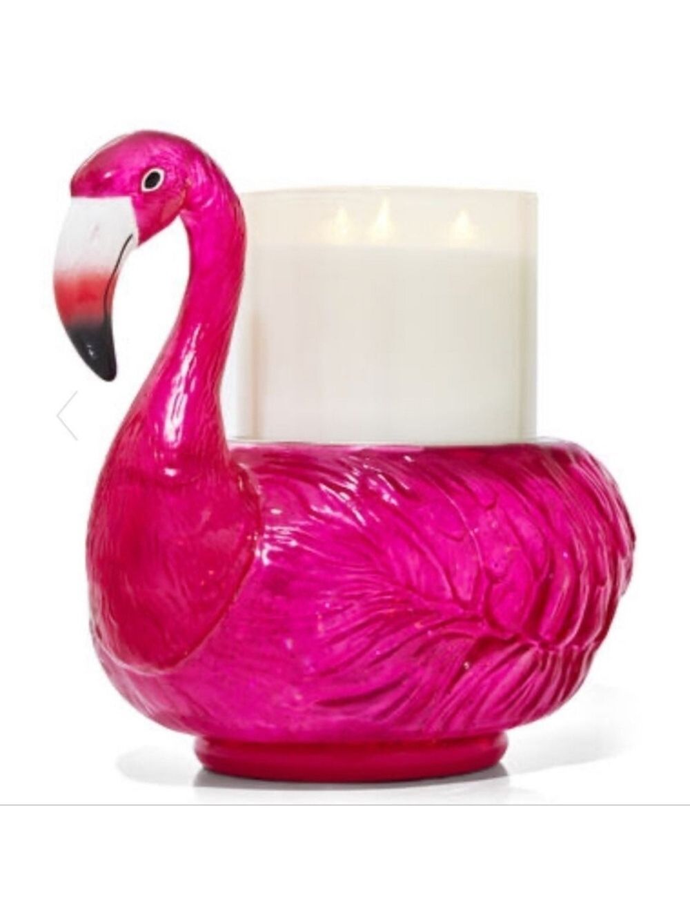 FLAMINGO WATER GLOBE 3-WICK PEDESTAL CANDLE HOLDER by Bath and Body Works - Picture 3 of 7
